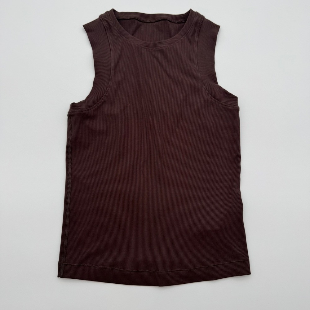 Vuori Mudra Fitted Ribbed Tank Top Espresso Brown XS